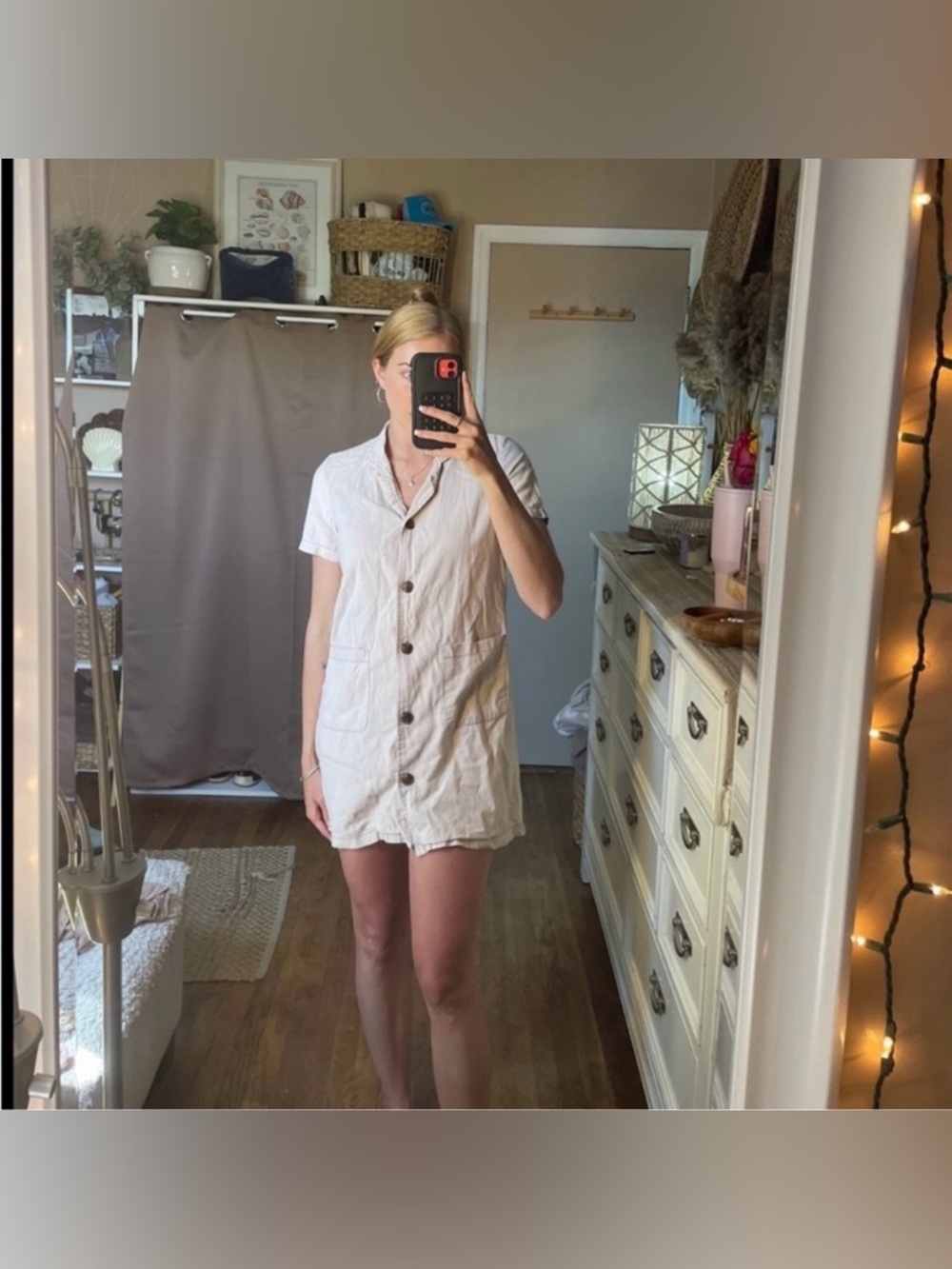 Stylish a-line button up mini dress size small - Picture 4 of 14